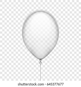 Transparent white rubber balloon isolated on checkered background vector illustration