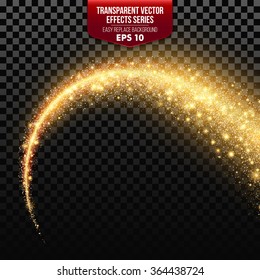 Transparent white star trail with particles. Christmas Vector effects EPS10