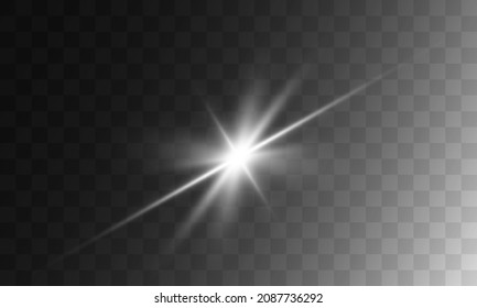 Transparent White Sunlight Special Lens Flash Light Effect. Front Solar Flare Lenses. Vector