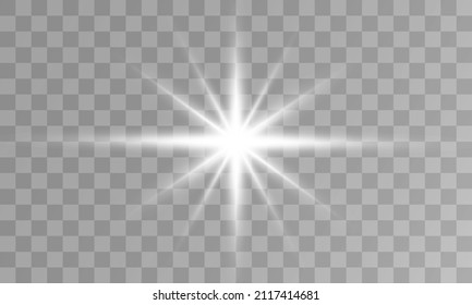 Transparent white sunlight special lens flash light effect. Front solar flare lenses. Vector	