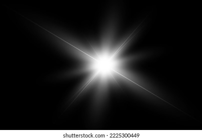 Transparent white sunlight special lens flash light effect. Front solar flare lenses. Vector	