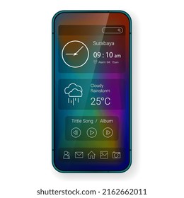 Transparent Widget User Interface Home Screen Smartphone, Vector Design Illustration