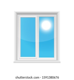 Transparent windows and sunny sky vector design illustration isolated on white background