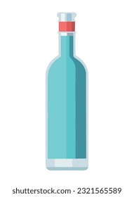 Transparent wine bottle with blank label isolated icon isolated