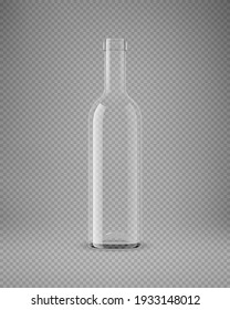 Transparent wine bottle isolated. 3D illustration. Vector illustration