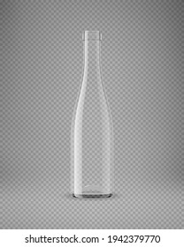 Botella de vino transparente aislada. Ilustración 3D. Vector