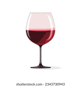 Transparent wine glass in flat design isolated on white background. Vector illustration