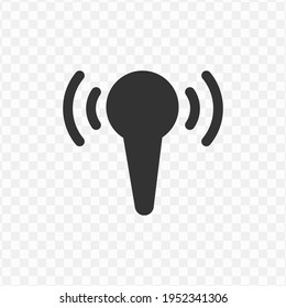 Transparent wireless microphone icon png, vector illustration of an wireless microphone icon in dark color and transparent background(png)