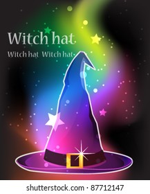 Transparent witch hat on a mysterious background