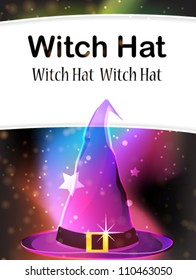 Transparent witch hat on a spectral background