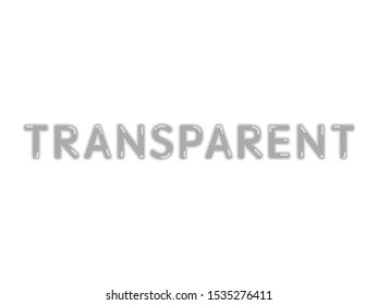 Transparent word with glossy shiny effect and flares vector title isolated on white background for design 