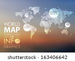 transparent World map in polygonal style on blur background . Vector background