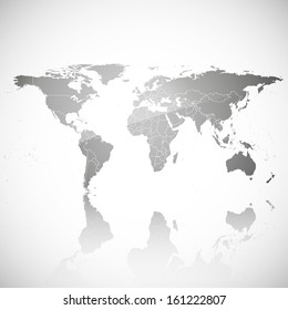transparent world map with shadow on a gray background vector