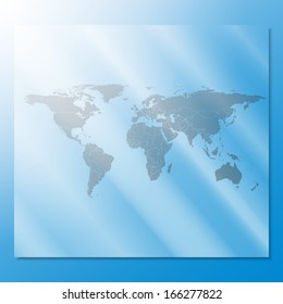 transparent world map vector at an abstract blue background