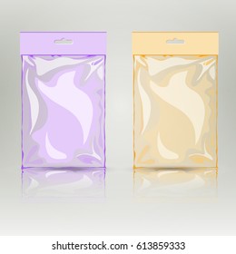 Transparent wrap orang ond purple color can use for candy and branding design