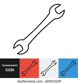 Transparent wrench icon. Vector icon on different types backgrounds, Eps 10