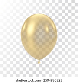 Globo de oro amarillo transparente. Globo 3D aislado en el fondo blanco. Fiesta de Navidad, cumpleaños y decoración de regalo de aniversario. Elemento de diseño de vacaciones de celebración. Ilustración vectorial EPS10.