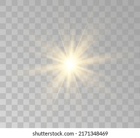 Transparent yellow sunlight special lens flash light effect. Front solar flare lenses	