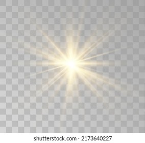 Transparent yellow sunlight special lens flash light effect. Front solar flare lenses	