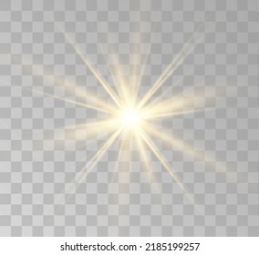 Transparent yellow sunlight special lens flash light effect. Front solar flare lenses	