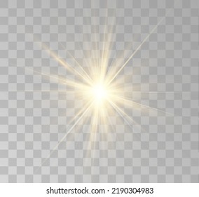 Transparent yellow sunlight special lens flash light effect. Front solar flare lenses	