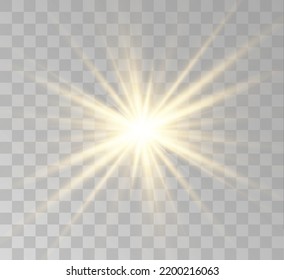 Transparent yellow sunlight special lens flash light effect. Front solar flare lenses	