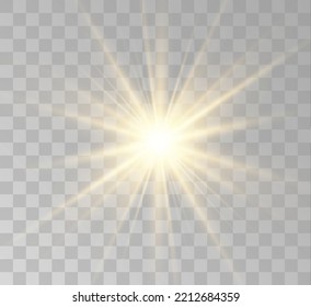 Transparent yellow sunlight special lens flash light effect. Front solar flare lenses	