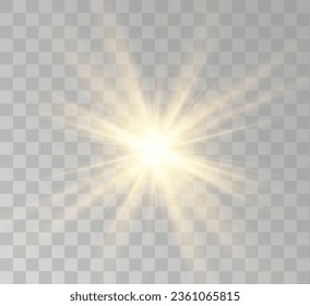 Transparent yellow sunlight special lens flash light effect. Front solar flare lenses	