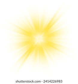 Transparent yellow sunlight special lens flash light effect. Front solar flare lenses. Glowing light effects. PNG.	