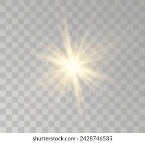 Transparent yellow sunlight special lens flash light effect. Front solar flare lenses	