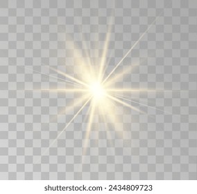 Transparent yellow sunlight special lens flash light effect. Front solar flare lenses