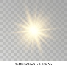 Transparent yellow sunlight special lens flash light effect. Front solar flare lenses