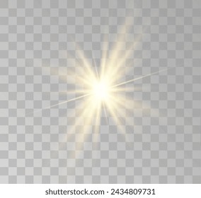 Transparent yellow sunlight special lens flash light effect. Front solar flare lenses