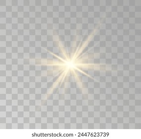 Transparent yellow sunlight special lens flash light effect. Front solar flare lenses	