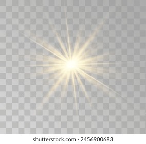 Transparent yellow sunlight special lens flash light effect. Front solar flare lenses