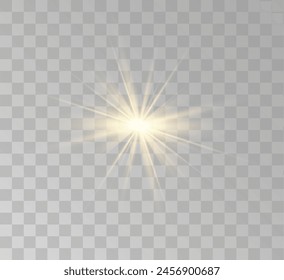 Transparent yellow sunlight special lens flash light effect. Front solar flare lenses