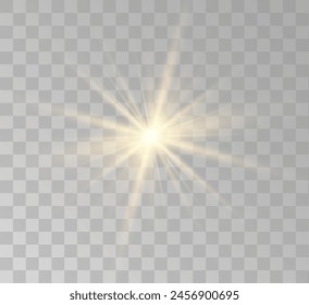 Transparent yellow sunlight special lens flash light effect. Front solar flare lenses