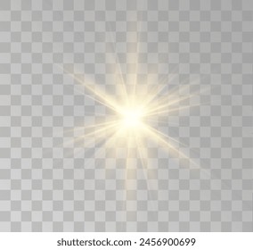 Transparent yellow sunlight special lens flash light effect. Front solar flare lenses