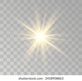 Transparent yellow sunlight special lens flash light effect. Front solar flare lenses	