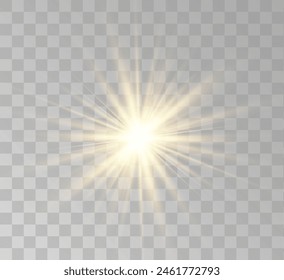 Transparent yellow sunlight special lens flash light effect. Front solar flare lenses