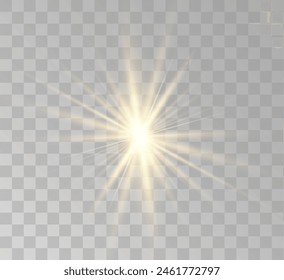 Transparent yellow sunlight special lens flash light effect. Front solar flare lenses