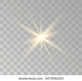 Transparent yellow sunlight special lens flash light effect. Front solar flare lenses	