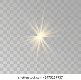 Transparent yellow sunlight special lens flash light effect. Front solar flare lenses	