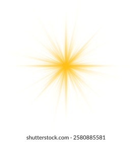 Transparent yellow sunlight special lens flash light effect. Sun light with glare. Golden flash png. Vector illustration for perfect effect with sparkles. Sun rays png.