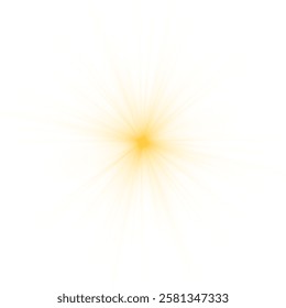 Transparent yellow sunlight special lens flash light effect. Sun light with glare. Golden flash png. Vector illustration for perfect effect with sparkles. Sun rays png.