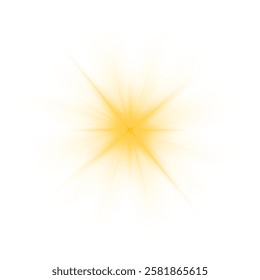 Transparent yellow sunlight special lens flash light effect. Sun light with glare. Golden flash png. Vector illustration for perfect effect with sparkles. Sun rays png.