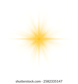 Transparent yellow sunlight special lens flash light effect. Sun light with glare. Golden flash png. Vector illustration for perfect effect with sparkles. Sun rays png.