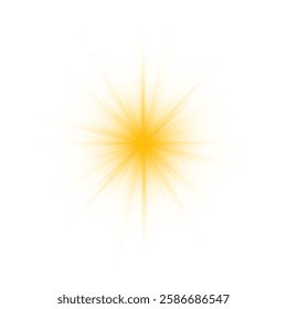 Transparent yellow sunlight special lens flash light effect. Sun light with glare. Golden flash png. Vector illustration for perfect effect with sparkles. Sun rays png.