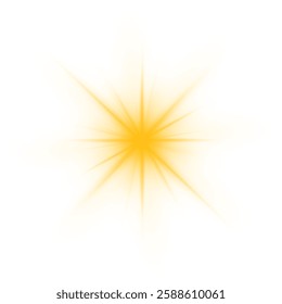 Transparent yellow sunlight special lens flash light effect. Sun light with glare. Golden flash png. Vector illustration for perfect effect with sparkles. Sun rays png.