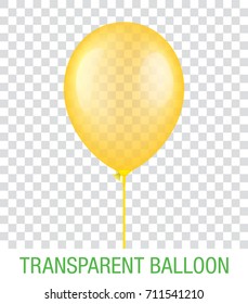 Transparent yellow vector balloon on a plastic stick, isolated on background. Realistic balloon illustration for party, celebration, festival, birthday or branding design decoration.